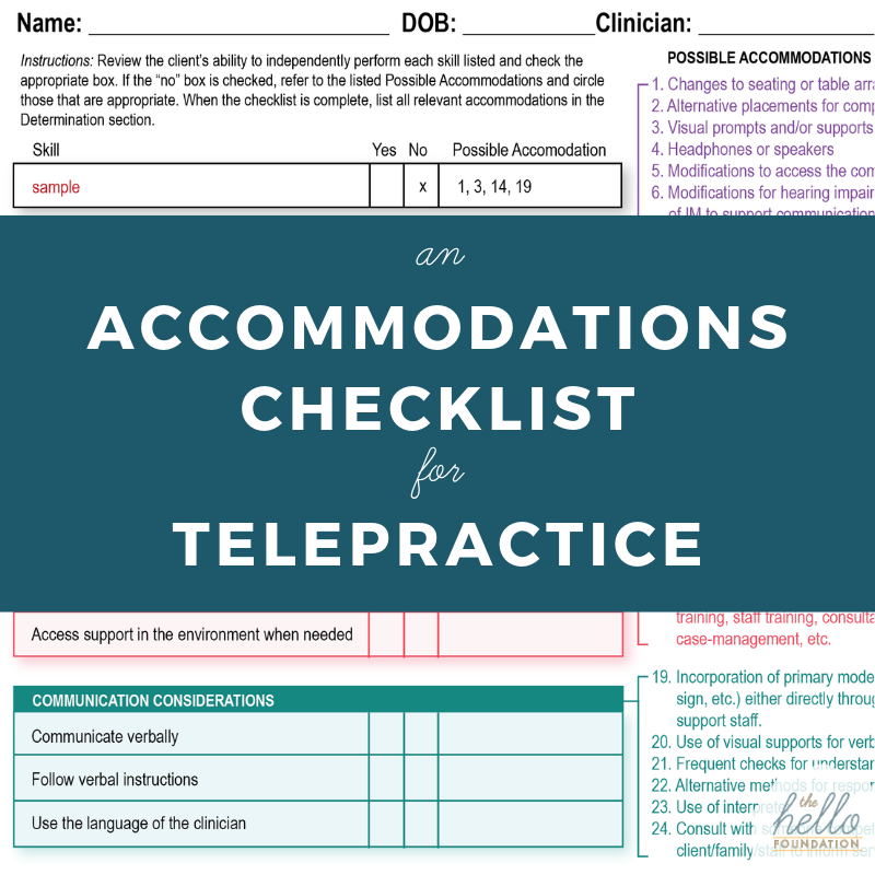 accommodation checklist for telepractice social